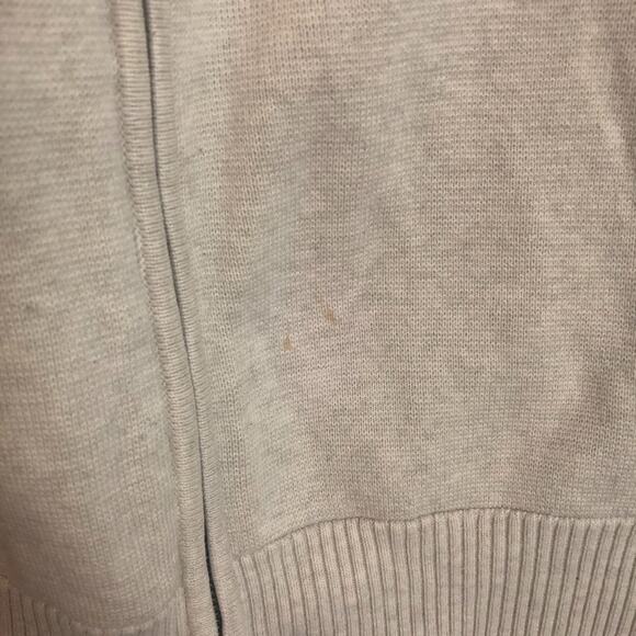 Norm Thompson Full Zip Cotton Ribbed Cream Sweater Size Medium - Picture 5 of 9